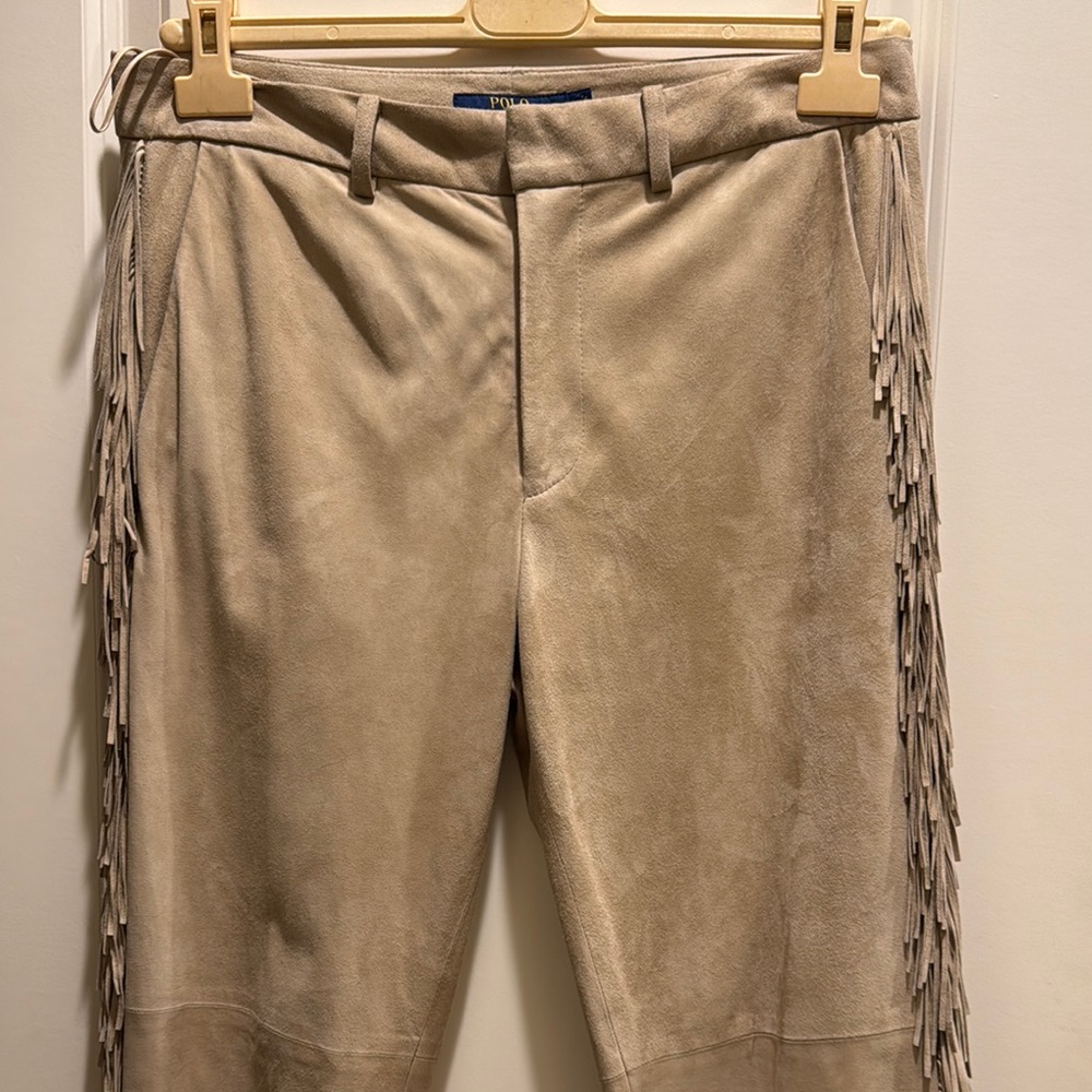 Polo by Ralph Lauren Tan Suede Fringe Pants